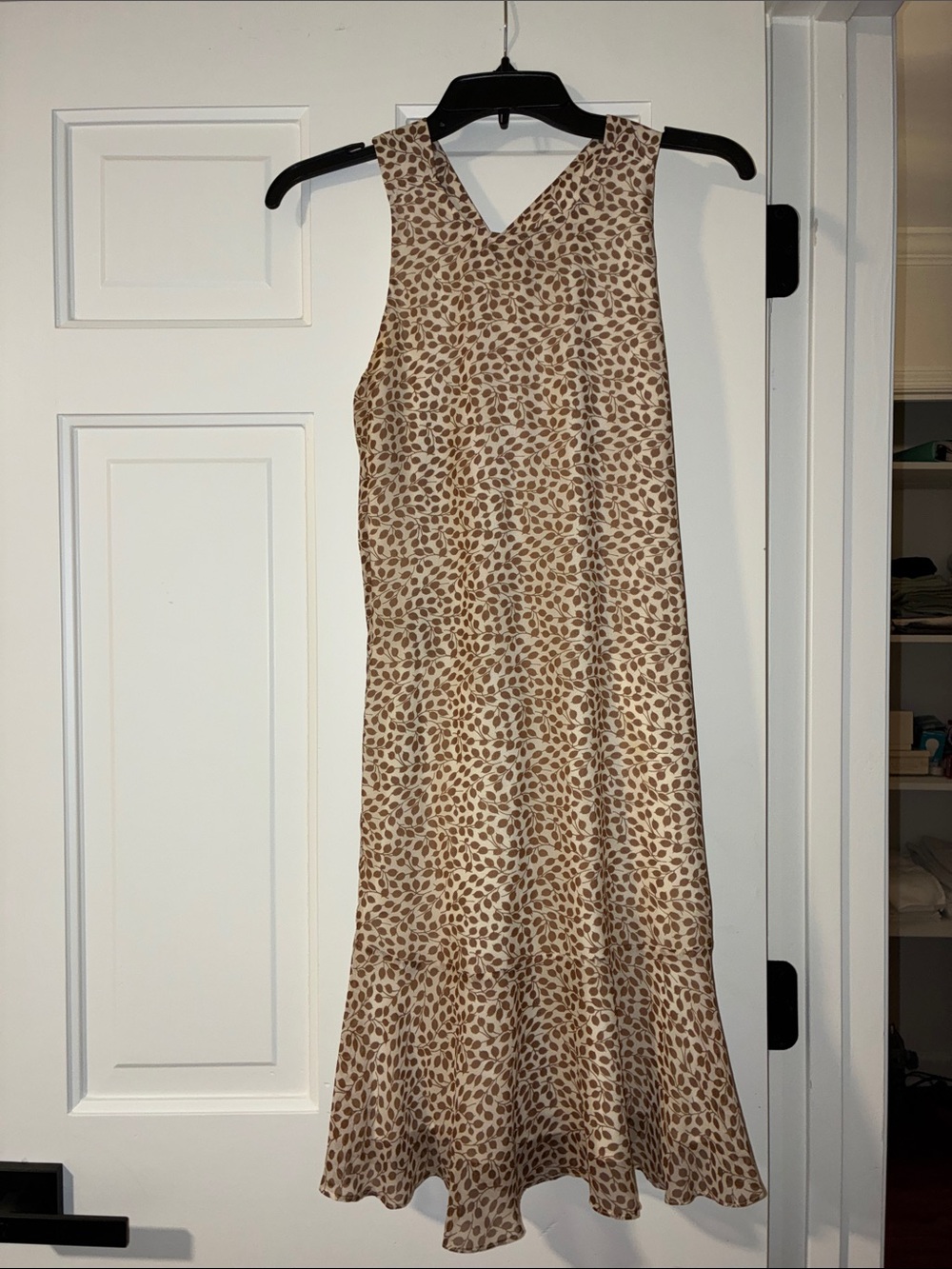 Madewell 1937 Silk Ruffle-Hem Tank/Halter Dress in Leaf Shade.